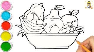 How to Draw Fruits Basket Easy  Step by Step  Fruit Basket Drawing  Fruit Basket Tutorial