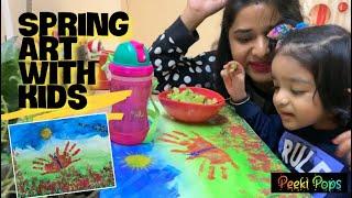 Spring Art with Kids   Spring Painting  Painting with Kids  DIY Home Decor  Peeki Pops  Kids