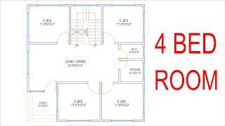 HOUSE PLAN DESIGN  EP 297  1024 SQUARE FEET 4 BEDROOMS HOUSE PLAN  LAYOUT PLAN