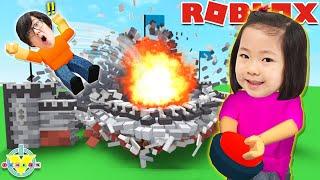 DESTROYING EVERYTHING IN ROBLOX Lets Play Destruction Simulator with Kate & Daddy