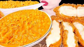 ASMR MUKBANG｜CHEESY CARBO FIRE NOODLE CHEESE PORK CUTLETS 꾸덕 까르보불닭 치즈돈까스 EATING SOUNDS 먹방