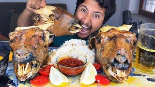 MUKBANG KING OF 2 GOAT HEAD CURRY WITH RICE  SHEEP HEAD EATING  LAMB HEAD MUKBANG