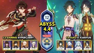 C2 Gaming Hypercarry & C0 Xiao x Xianyun  Spiral Abyss 4.4 Floor 12 9 Stars  Genshin Impact 4.4