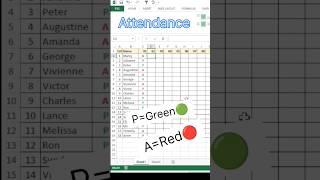 Automate Excel Attendance Sheet with Conditional Formatting Type A = Red Type P = Green