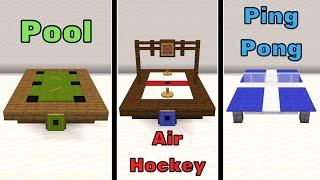 Minecraft 3 Table Games Building Tutorial Pool Air Hockey Ping Pong