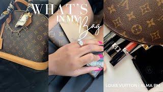 WHAT’S IN MY BAG  LOUIS VUITTON MONOGRAM ALMA PM + SMALL LEATHER GOODS  LUXURY WIMB 2023