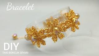 Kum boncuktan bileklik yapımı. Beaded bracelet tutorial DIY jewelry  Seed beads bracelet.