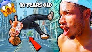 10 Years Old.. Surprises Street Performers With A BackFlip *Nidal Wonder*