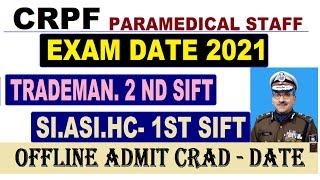 Crpf paramedical staff Exam Date 2021  Crpf Exam Date