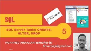 SQL TUTORIAL 5  Sql Table Create Alter Drop BY Shuuriye jr ... Afsoomaali