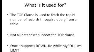 SQL Tutorial - 24 The TOP and LIMIT Clauses