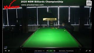 Billiards HD Final 2hrs Michael Pearson Vs Joe Minici  2020 NSW Billiards Championship