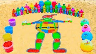 How to make Rainbow Ninja Turtles with Orbeez Balloons of Fanta Coca Cola Mentos & Popular Sodas