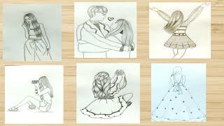 6 Video Kolay Çizim   güzel kız nasıl çizilir  kalem kroki How To Draw Beautiful Girl