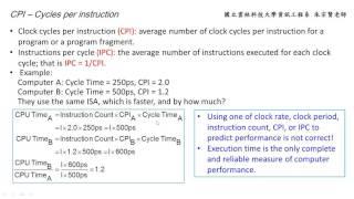 計算機組織 Chapter 1.6 Clock cycle per instruction CPI - 朱宗賢老師