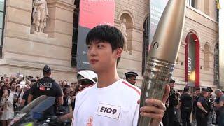 BTS Jin holds Olympics Torch in Paris the Louvre  진 파리올림픽 성화봉송