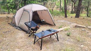 Solo Camping in Forest Korean BBQ Sounds of birds  Cosy ASMR