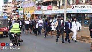 Embu judicial staff and advocates hold a peaceful procession in mourning the murder of Monica Kivuti