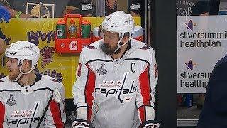 Alex Ovechkin takes puck to face barely flinches