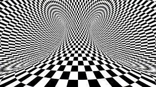 Black And White Optical Illusion Moving Checkerboard Pattern 3D Torus 4K Video Effects HD Background