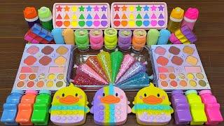 RAINBOW DUCK I Mixing random into GLITTERS PIPING BAGS Slime I Relaxing slime videos#part2
