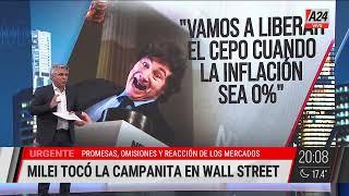 MILEI EN WALL STREET TRAS SU DISCURSO CAYERON BONOS Y ACCIONES