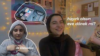 eve dönüş vlog  ilk steteskop kutu açılımı  ev vlogu