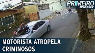 Motorista atropela criminosos que pilotavam moto no ABC Paulista  Primeiro Impacto 071022