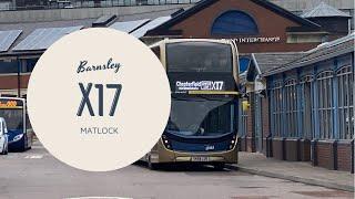 Full route X17 Barnsley to Matlock stagecoach gold South Yorkshire