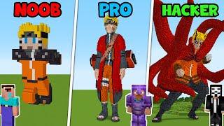 Minecraft STATUE NARUTO HOUSE BUILD CHALLENGE  NOOB vs PRO vs HACKER  Animation