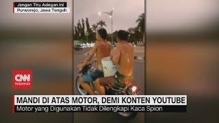 Demi Konten Youtube Remaja Nekat Mandi di Atas Motor