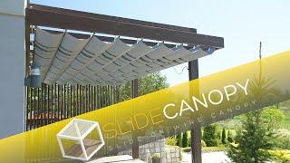 SlideCanopy- Slide on cable canopy retractable awning pergola cover waterproof movable roof