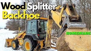 My Wood Splitter Doubles as a Backhoe - Homemade DIY Wood Splitter Splits Large Rounds With Ease