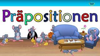 Learn German prepositions  Präpositionen lernen + TEST  Lernvideo für Kinder  Deutsch lernen 