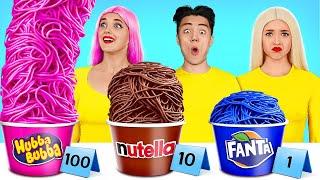 100 Layers Food Challenge  Eating 1 VS 100 Layers of Chocolate vs Bubble Gum by Turbo Team