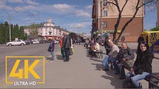 4K Walking Tour around Rivne Ukraine - City Life Video with City Sounds
