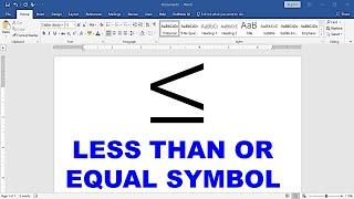 How to Insert Less Than or Equal Symbol in Word Microsoft