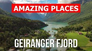 Geirangerfjord in 4k. Norway Geirangerfjord to visit