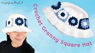 Crochet Granny Square Hat  Summer Hat Crochet  Knittingbycit