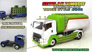 MODIF TRUK TRAILER JADI TRUK TANGKI CPO STYLE JAMBI BISA OLENG  MINIATUR TRUK MBOISS DARI KARDUS