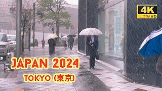 【4k hdr】 Rain Sounds ASMR   3 Hours Heavy Rain Walk in Tokyo Japan  Relaxing Natural City ambience