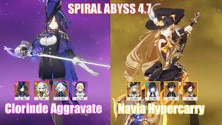 C0 Clorinde Aggravate & C0 Navia Hypercarry  Spiral Abyss 4.7  Genshin Impact