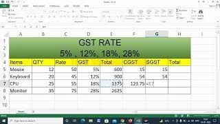 How To GST Work in Excel  Full Work on GST Video  GST Formula In Ms-Excel 18% GST Formula in Excel