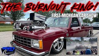 FIRST CAR SHOW IN THE MITTEN Huge Burnouts