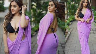 Desi diva Indian beauty in Glamorous Stunning  bold Saree Fashion Looks