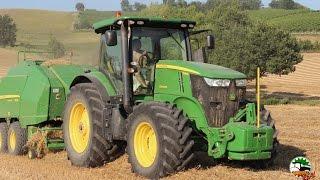 John Deere 7230R  John Deere 1434  Straw baling