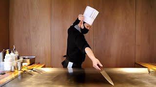 Unrivaled teppanyaki knife skill Fresh lobster and Beef tenderloin course