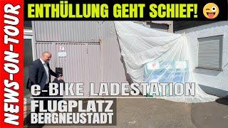 Enthüllung geht schief  e-Bike Ladestation Flugplatz Auf dem Dümpel Bergneustadt eingeweiht