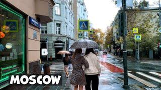  MOSCOW TODAY ‍️ Walking in the rain in autumn MOSCOW + stereo sound of rain and city