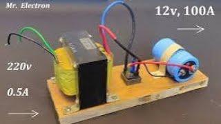 12v 100A dc from 220v AC for High Current DC motor Power Supply from UPS Transformer #tech